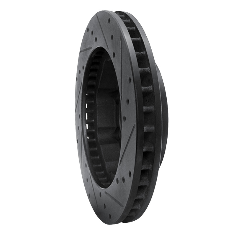 Chevrolet K2500 Brake Rotor (1) - Front Left - R1 Concepts - Drilled & Slotted - Black - `88-`00
